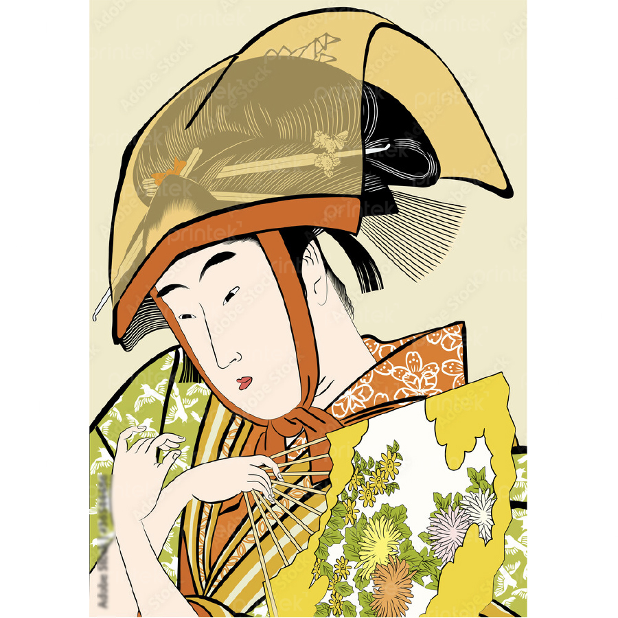 Tranh cô gái mặc kimono, trang trí nhà hàng, quán ăn Nhật Bản - FG13323861