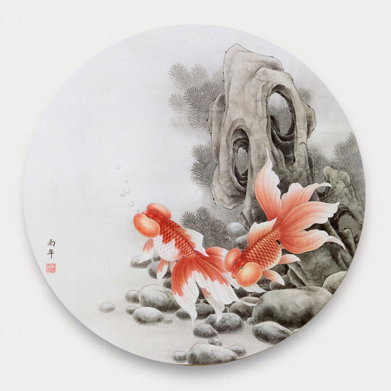 Tranh tròn cá chép decor phòng trà - TT758914