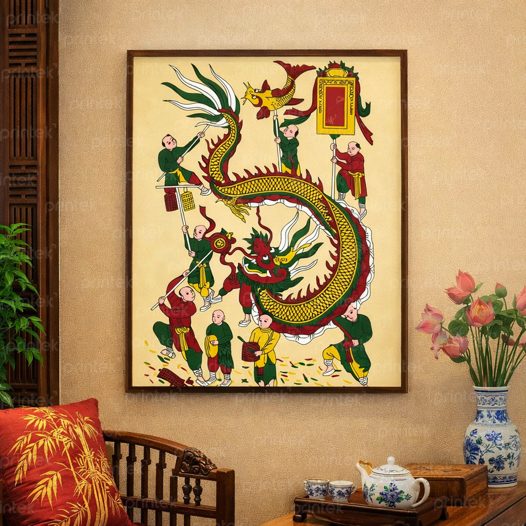 Tranh dân gian Đông Hồ múa rồng – DC-VN08