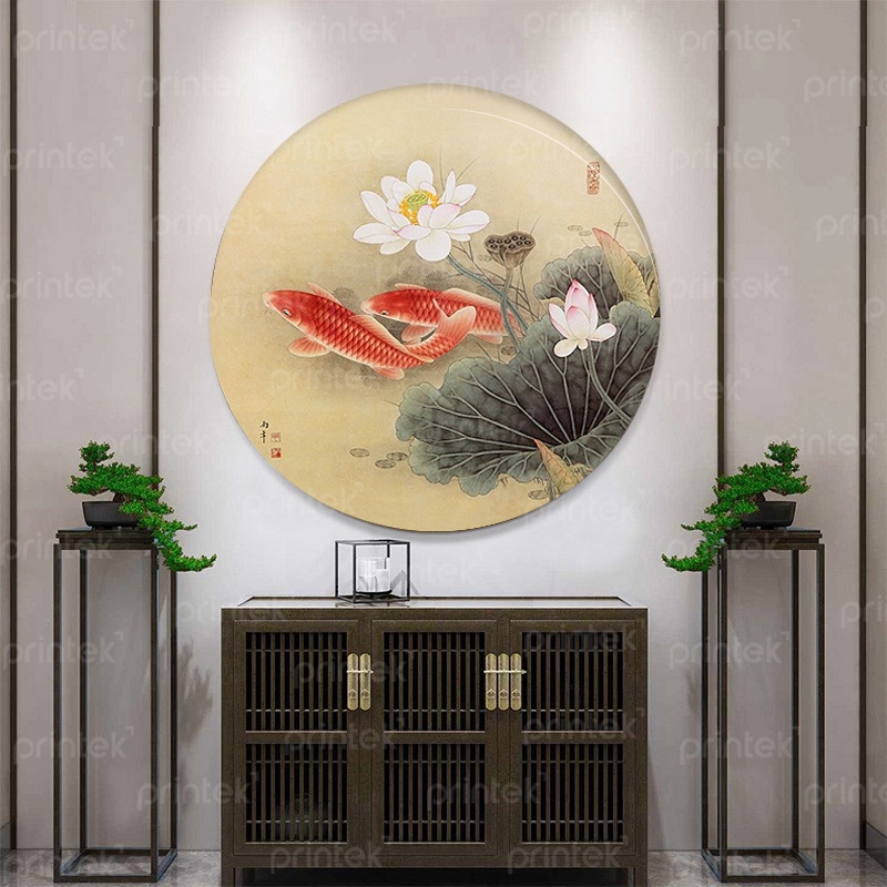 Tranh tròn cá chép decor phòng thờ, phòng khách - TT0711333