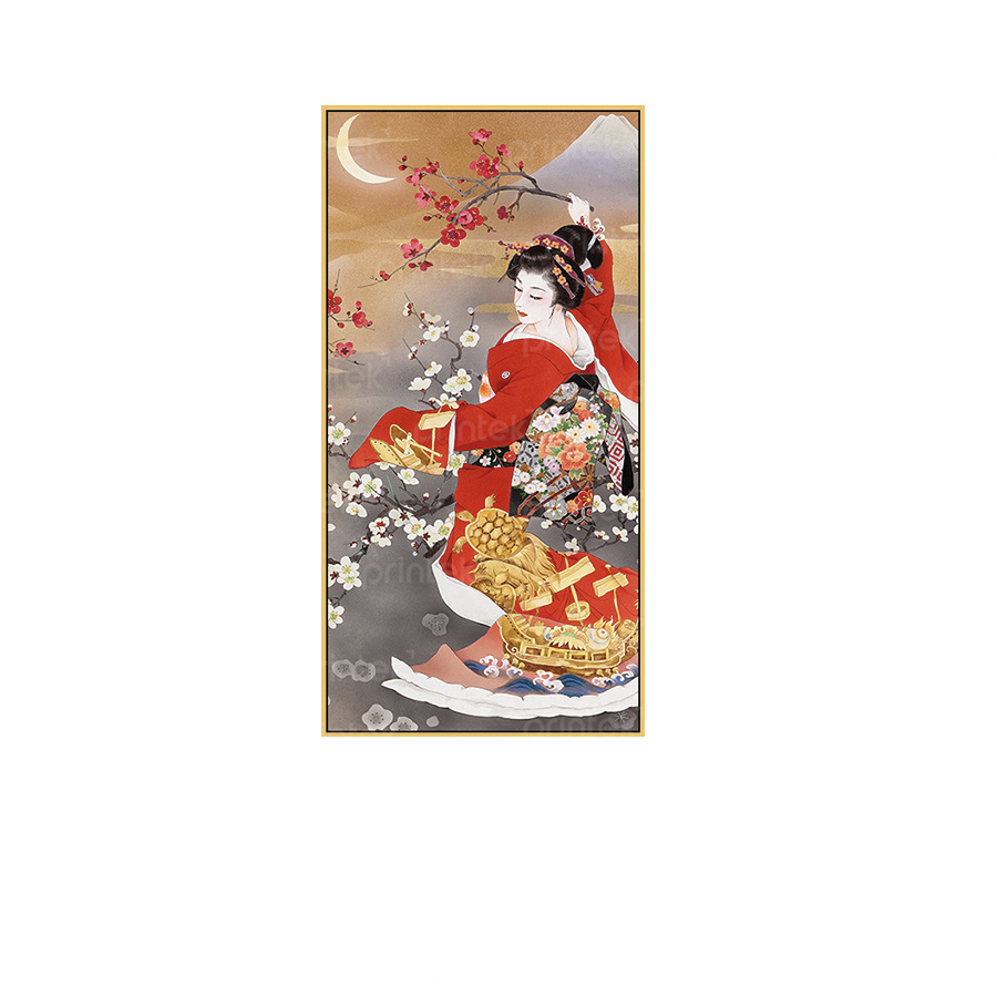 Tranh cô gái mặc kimono, trang trí nhà hàng, quán ăn Nhật Bản - TB13323160
