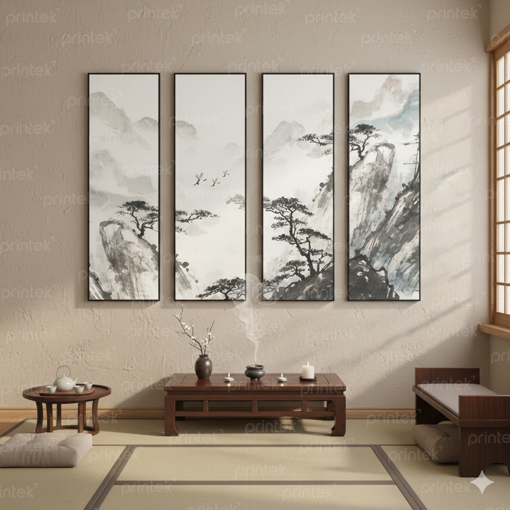 Bộ 4 tranh thuỷ mặc, đã có khung - TQ3199
