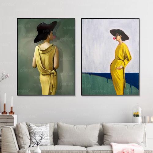 Bộ 2 tranh cô gái, đã có khung – MS4889
