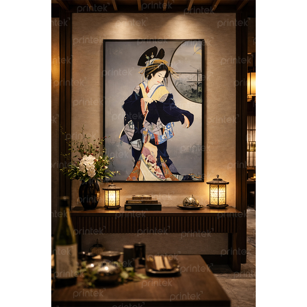 Tranh cô gái mặc kimono, trang trí nhà hàng, quán ăn Nhật Bản - TB13323162