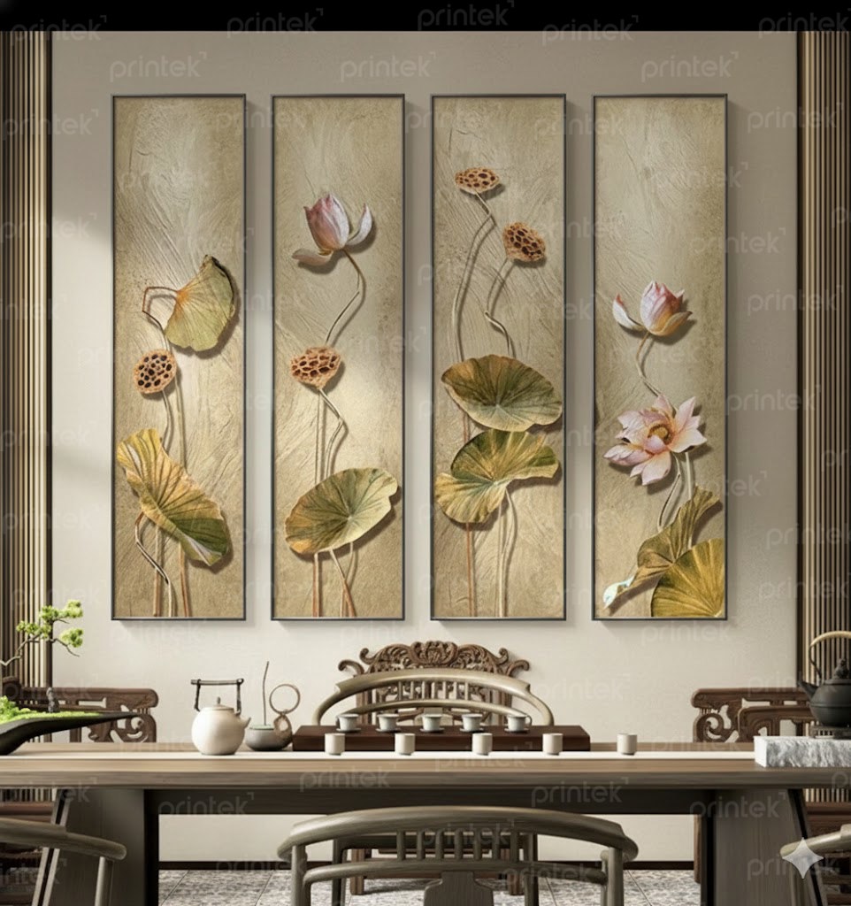 Tranh hoa sen treo tường, tranh canvas - HS4526