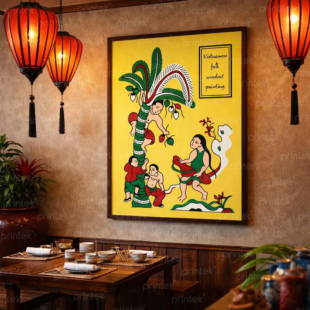 Tranh dân gian Đông Hồ Hứng dừa – DC-VN13