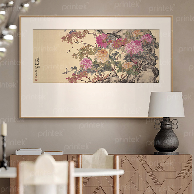 Tranh hoa mẫu đơn, đã có khung - TM80442