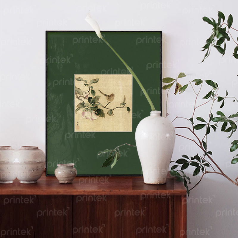 Tranh hoa và chim trang trí phòng trà đạo, phòng thiền - TD1053