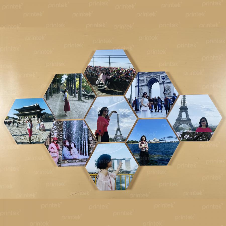 Bộ 10 khung ảnh tổ ong dán tường, miễn phí in ảnh
