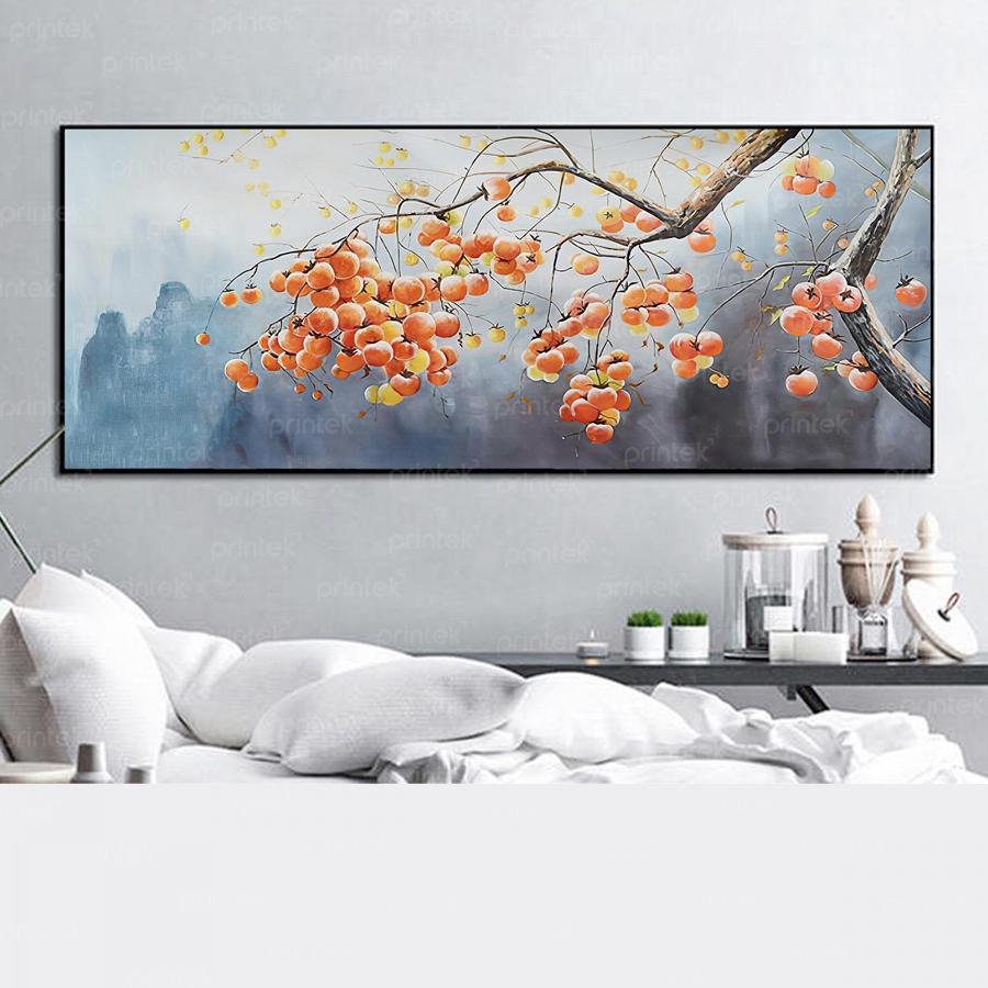 Tranh canvas cành hồng trĩu quả, đã có khung – MS4149