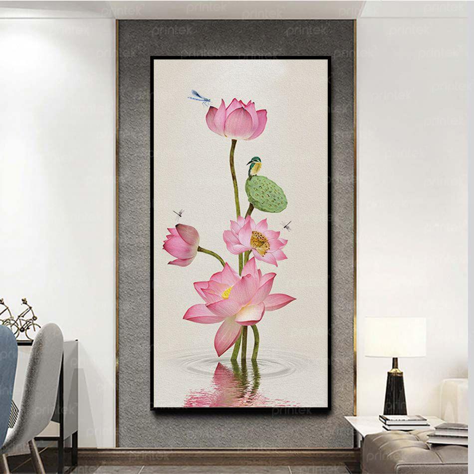 Tranh canvas hoa sen đã có khung – HS064